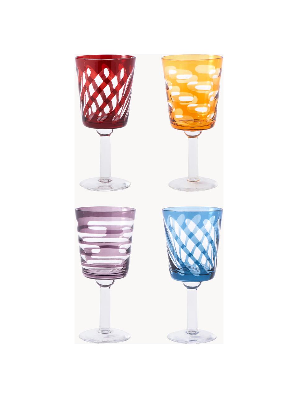Set de copas de vino Tubular, 4 uds., Vidrio, Multicolor, Ø 8 x Al 15 cm, 200 ml