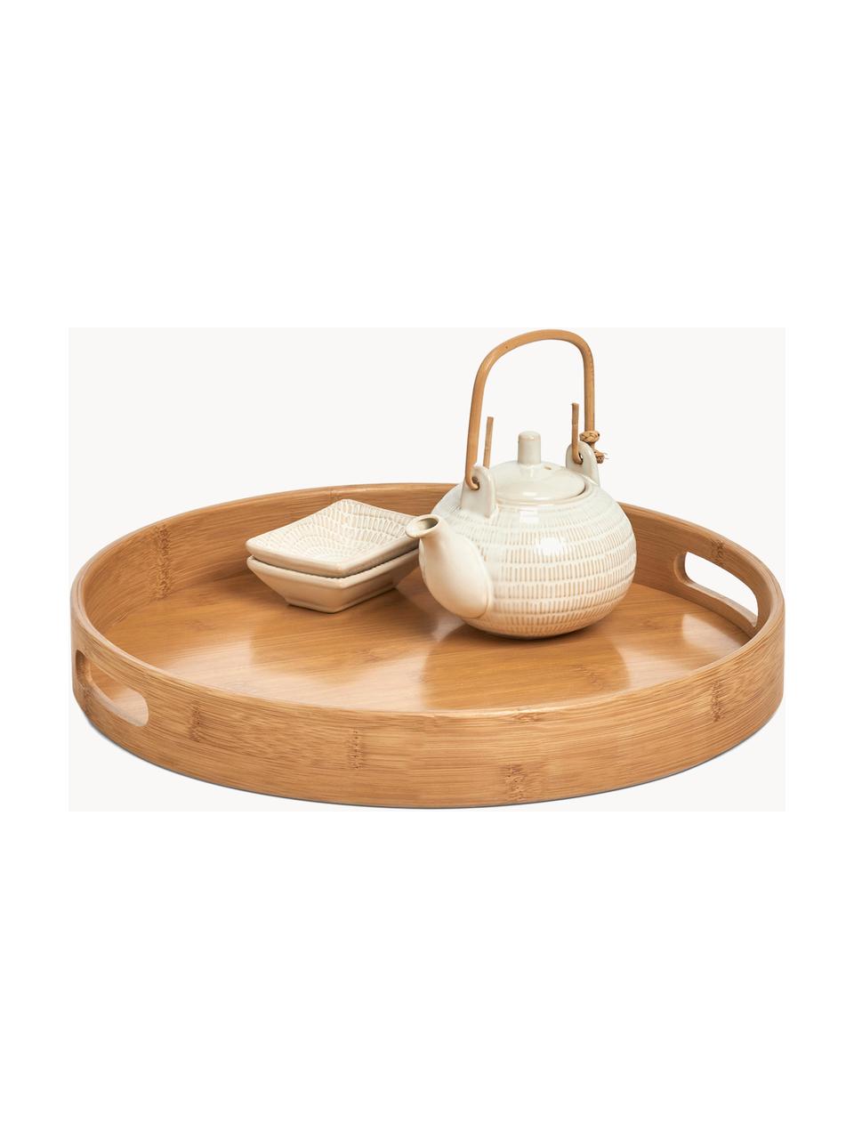 Plateau rond en bambou Ambo, Bambou, Beige, Ø 38 x haut. 5 cm