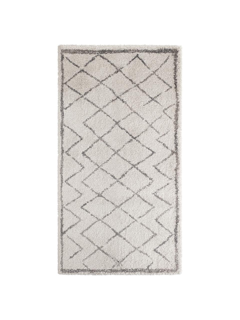 Tapis poils longs gris crème Grace Diamond, Crème, gris