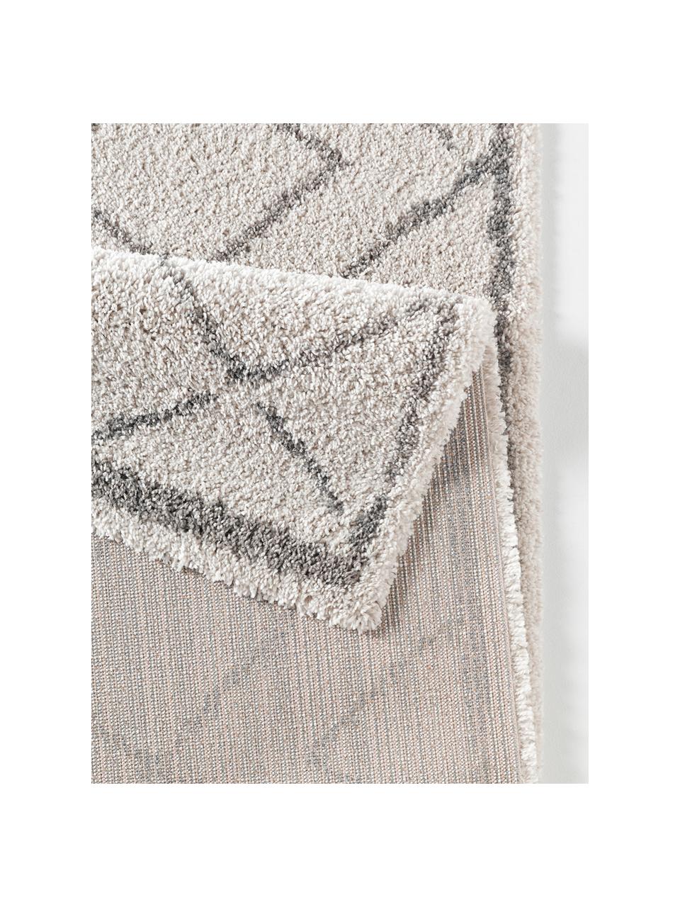 Tapis poils longs gris crème Grace Diamond, Crème, gris