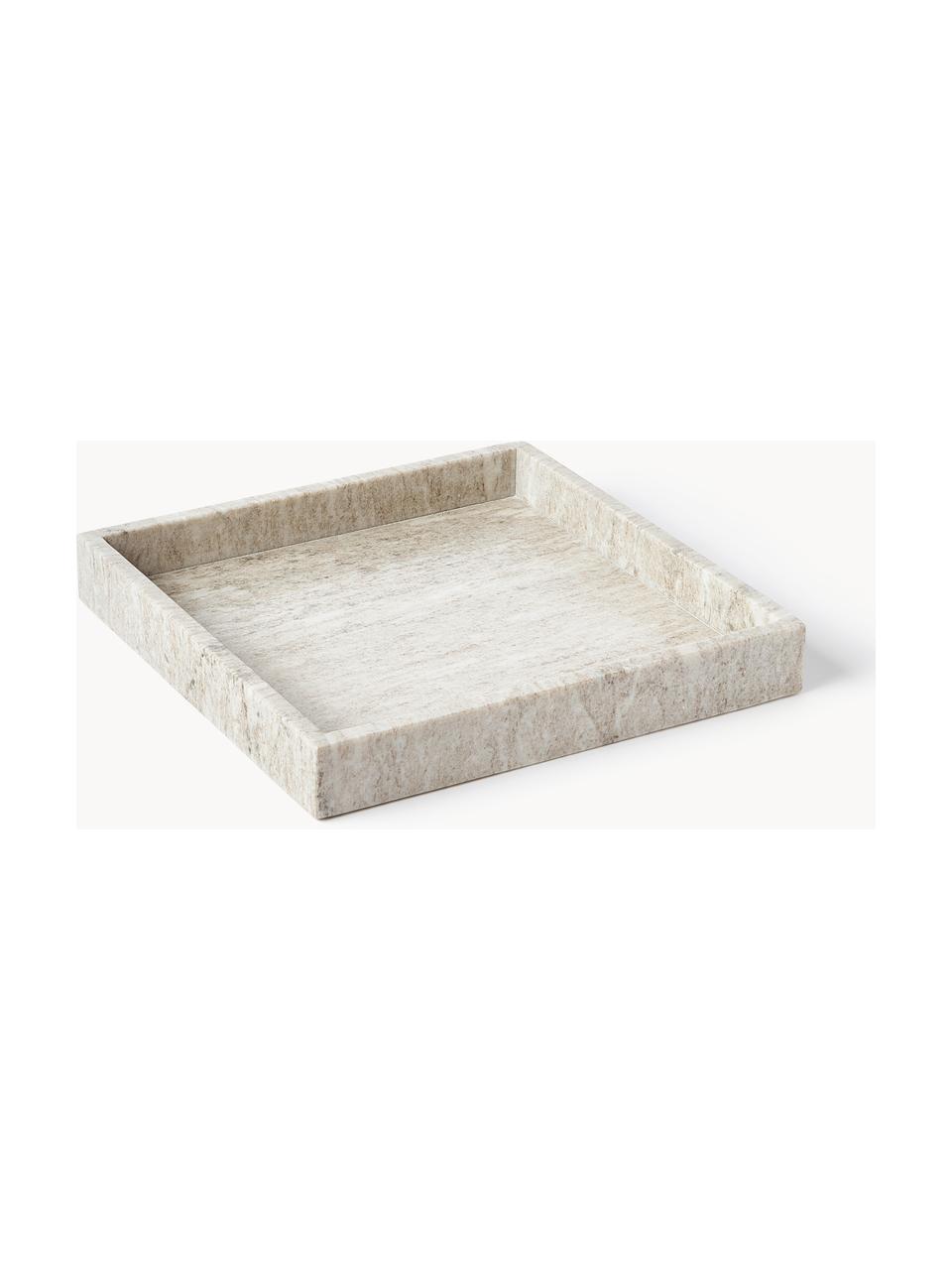 Deko-Tablett Venice aus Marmor, Marmor, Beige, marmoriert, B 30 x T 30 cm