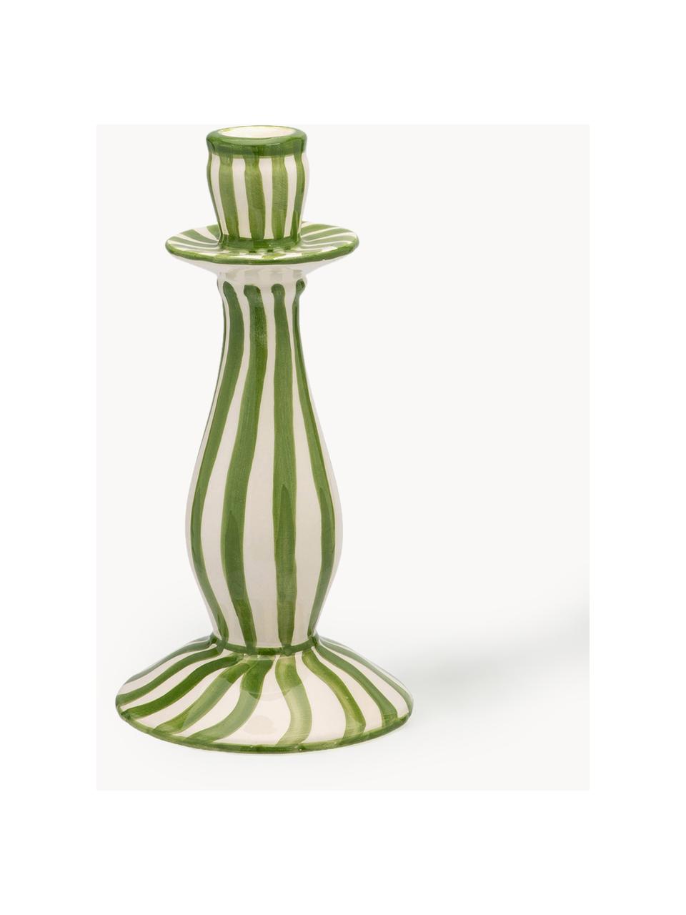 Candelabro Unity, Gres, Verde, blanco, Ø 12 x Al 23 cm