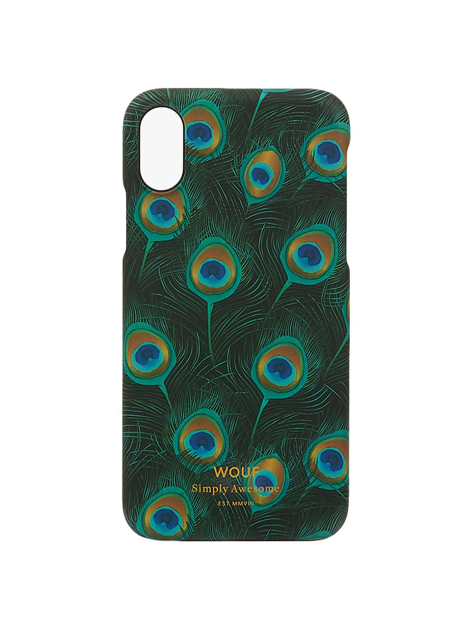 Hülle Peacock für iPhone X, Silikon, Schwarz, Mehrfarbig, 7 x 15 cm