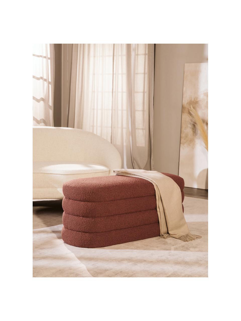 Panca imbottita in bouclé Alto, Rivestimento: bouclé (100% poliestere) , Struttura: legno di pino massiccio, , Bouclé marrone, Larg. 110 x Alt. 47 cm