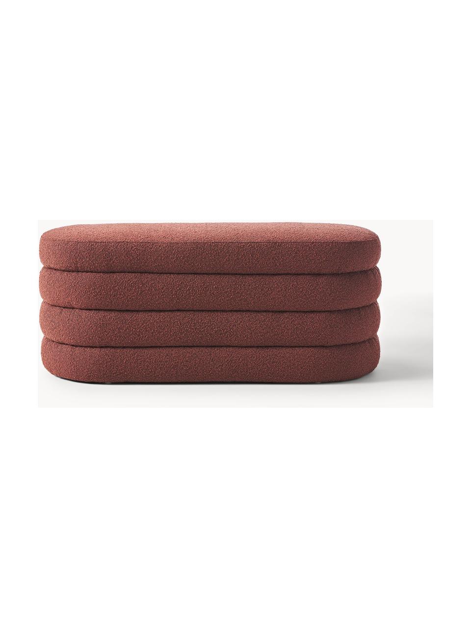 Čalouněná bouclé lavice Alto, Vínově červená, Š 110 cm, V 47 cm