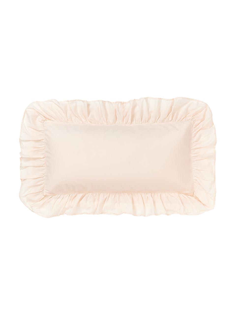Poszewka na poduszkę z bawełny z falbanką Louane, Odcienie brzoskwiniowego, S 40 x D 80 cm
