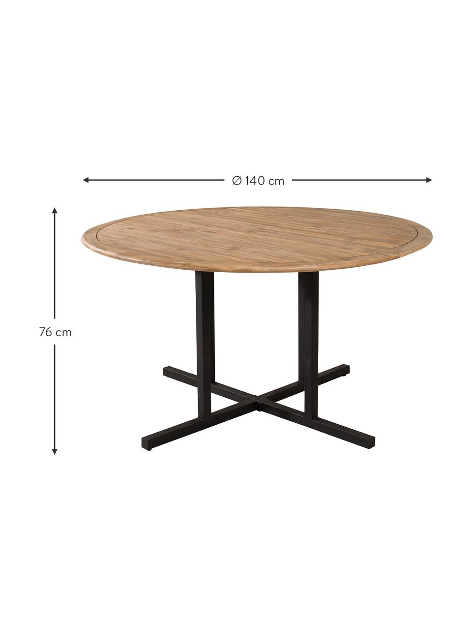 Holz-Gartentisch Cruz, Tischplatte: Akazienholz, Gestell: Metall, beschichtet, Akazienholz, Ø 140 cm x H 76 cm