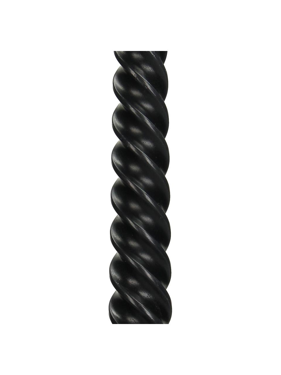 Velas candelabro Twisted, 4 uds., Cera, Negro, Ø 3 x Al 26 cm