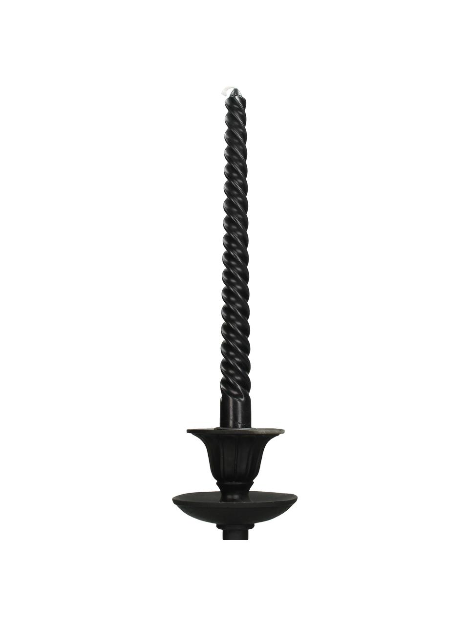 Velas candelabro Twisted, 4 uds., Cera, Negro, Ø 3 x Al 26 cm