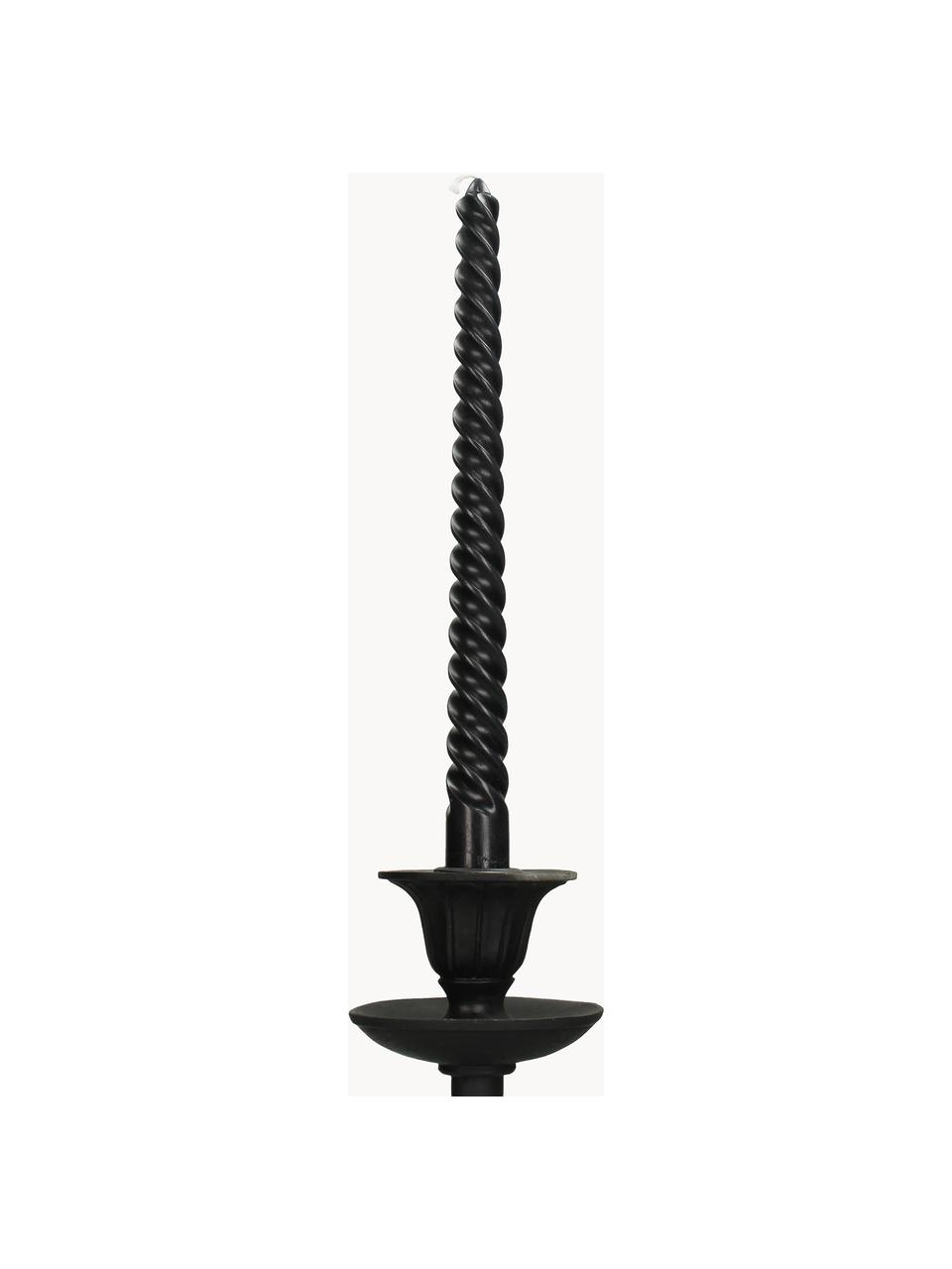 Stolní svíce Twisted, 4 ks, Vosk, Černá, V 26 cm