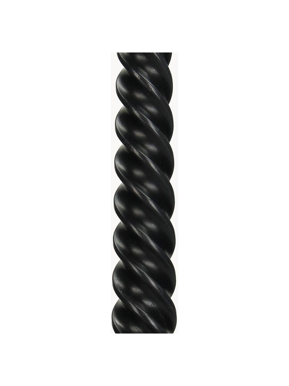 Velas candelabro Twisted, 4 uds., Cera, Negro, Al 26 cm