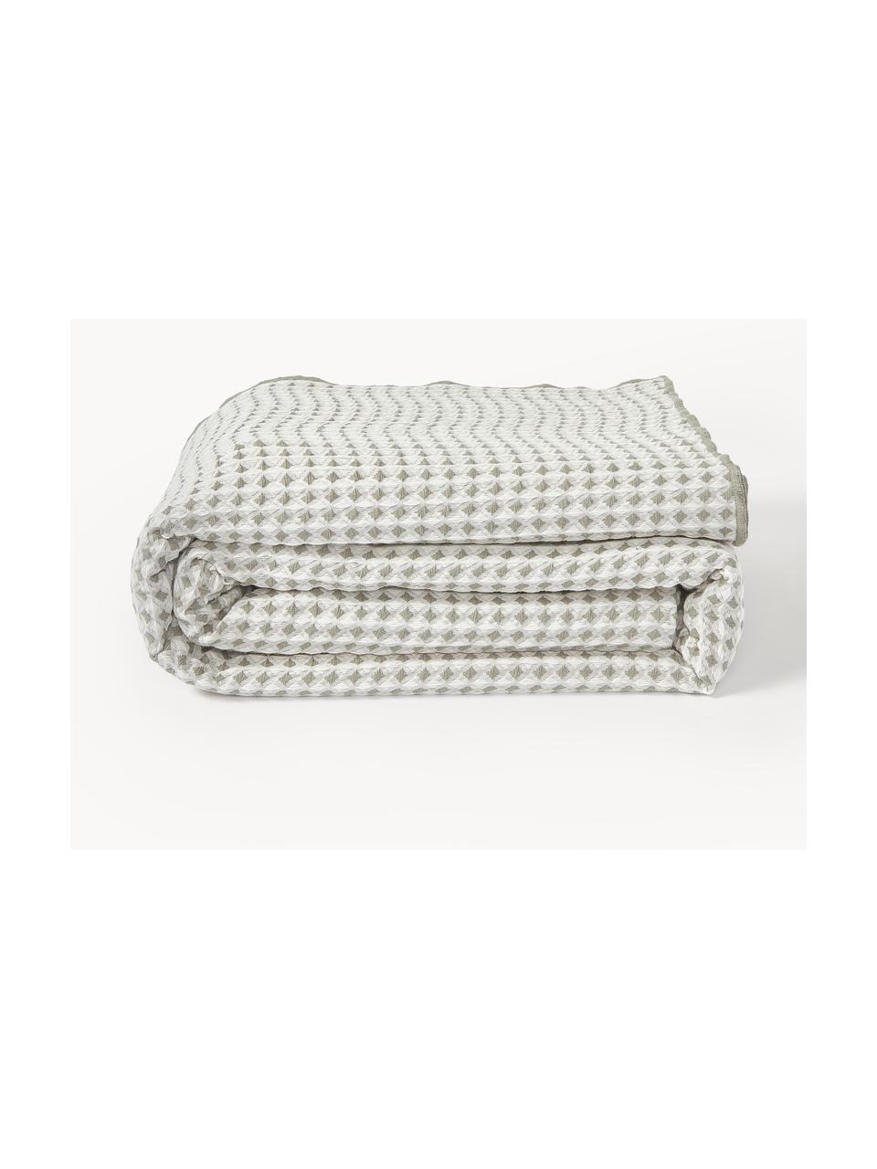 Couvre-lit gaufré Allie, 100 % coton

Le matériau est certifié STANDARD 100 OEKO-TEX®, 6457CIT, CITEVE, Blanc cassé, vert olive, larg. 230 x long. 250 cm (pour lits jusqu'à 180 x 200 cm)