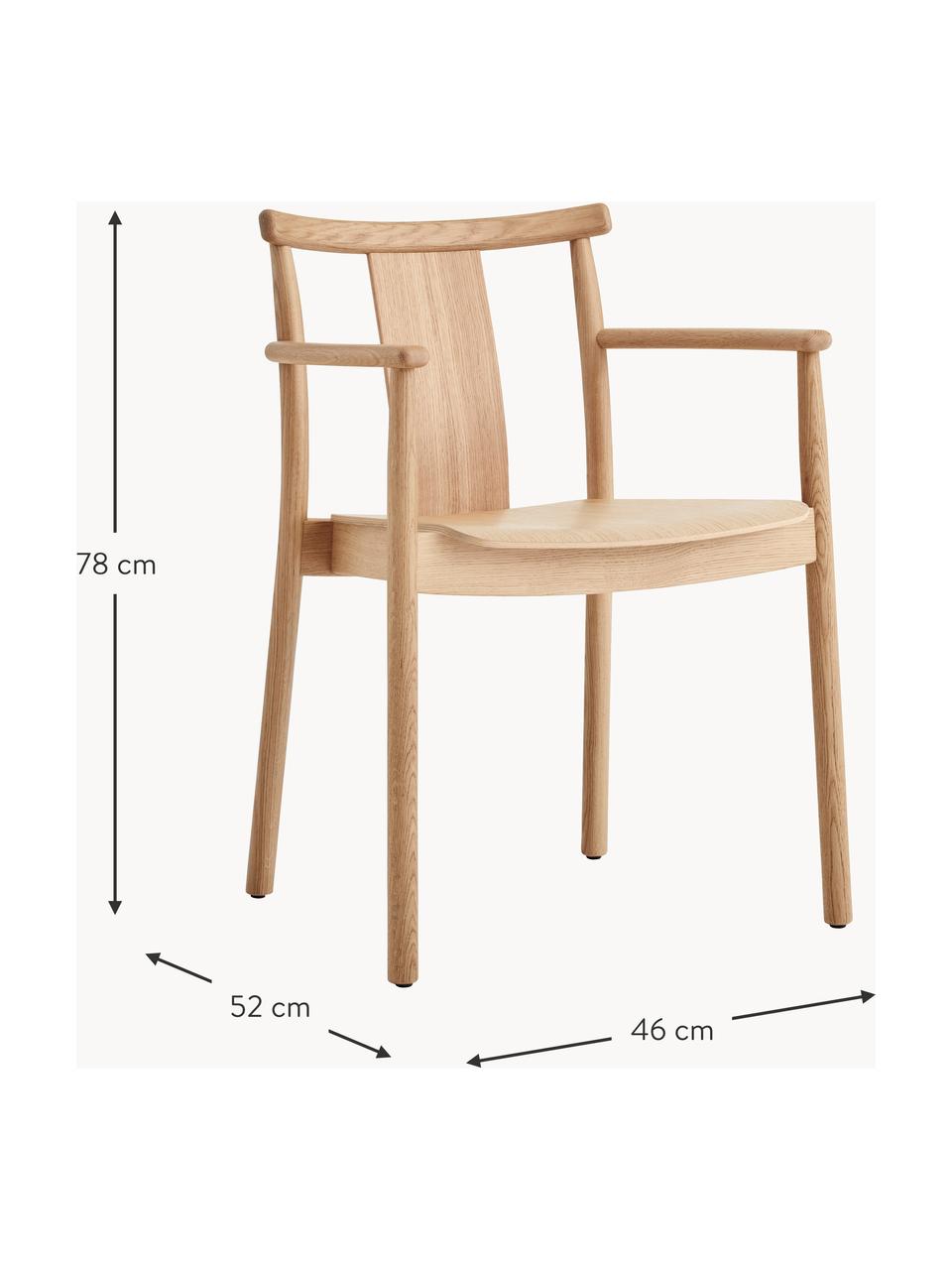Židle s područkami z dubového dřeva Merkur, Dubové dřevo, překližka, Dubové dřevo, Š 46 cm, H 52 cm