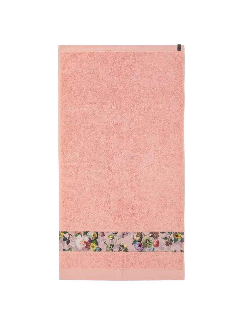 Handtuch Fleur in verschiedenen Grössen, mit Blumen-Bordüre, 97% Baumwolle, 3% Polyester, Rosa, Mehrfarbig, Handtuch, B 60 x L 110 cm