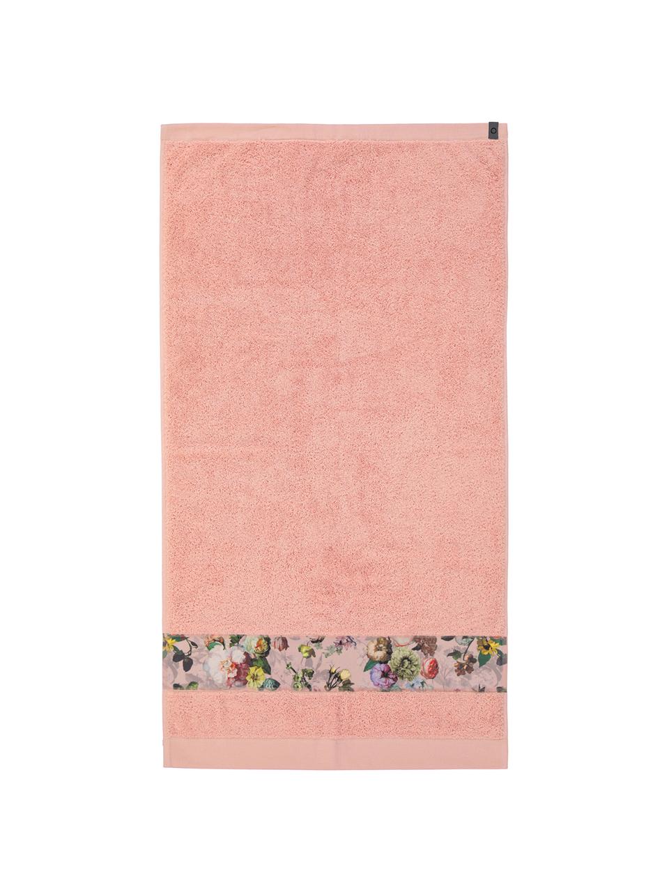 Handtuch Fleur in verschiedenen Größen, mit Blumen-Bordüre, 97% Baumwolle, 3% Polyester, Rosa, Mehrfarbig, Handtuch, B 60 x L 110 cm