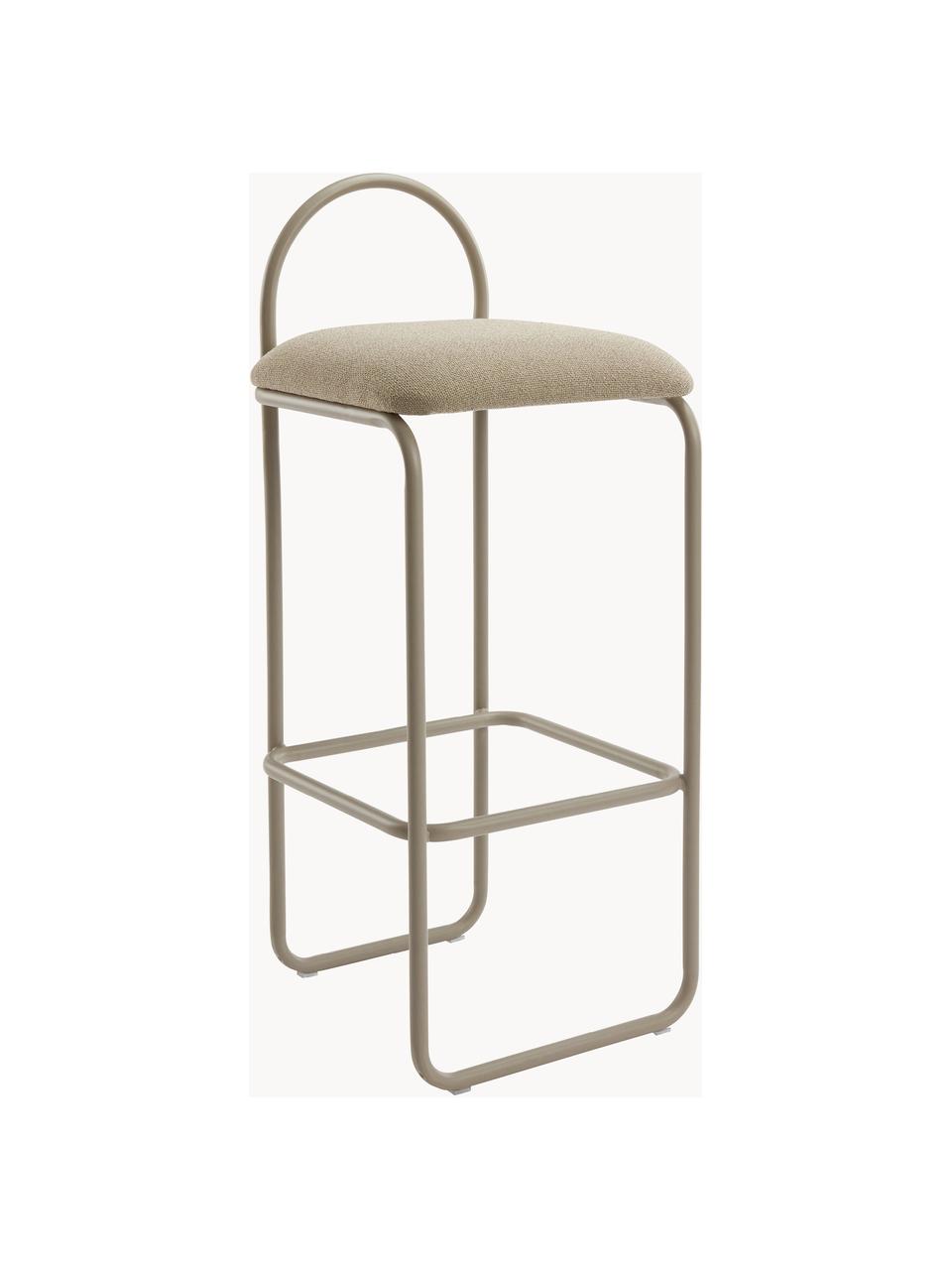 Tabouret de bar Angui, Tissu beige, larg. 37 x haut. 93 cm