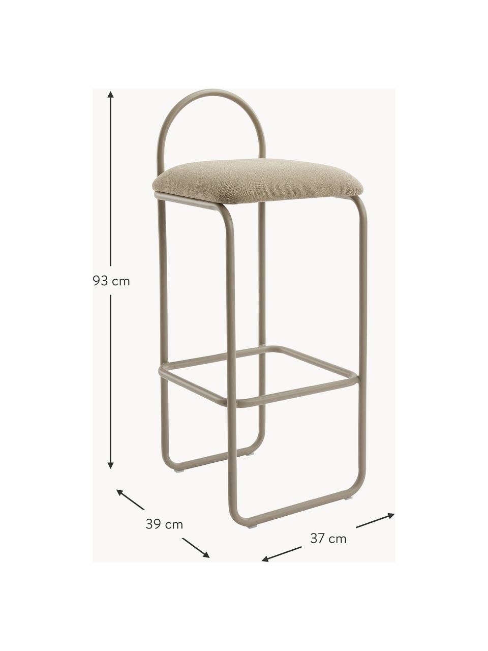 Tabouret de bar Angui, Tissu beige, larg. 37 x haut. 93 cm