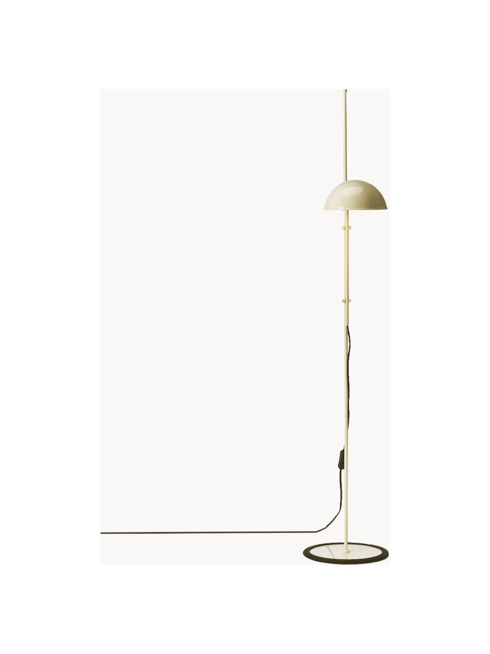 Kleine Stehlampe Funiculí mit verstellbarem Lampenschirm, Lampenschirm: Aluminium, beschichtet, Hellbeige, glänzend, H 135 cm