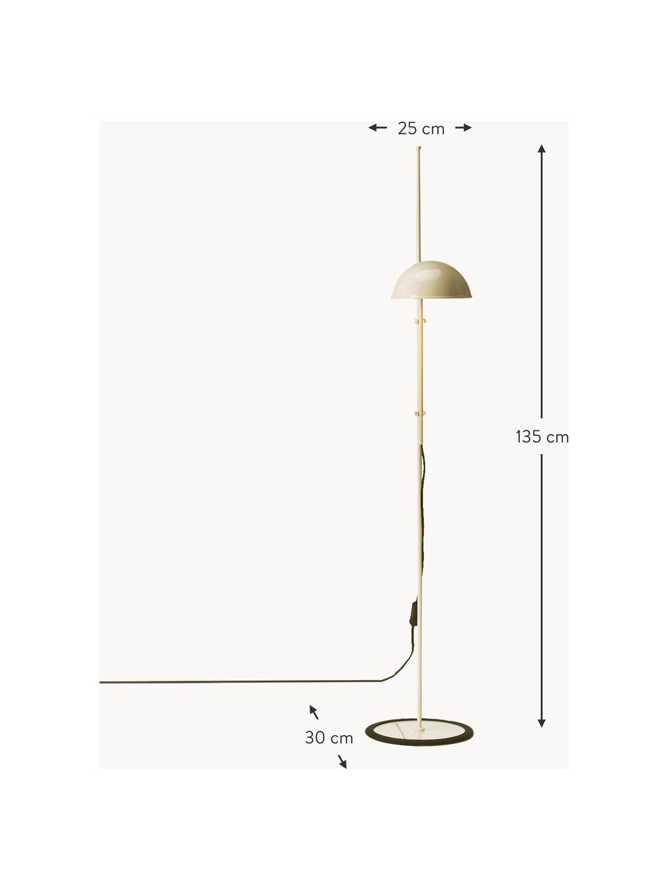 Kleine Stehlampe Funiculí mit verstellbarem Lampenschirm, Lampenschirm: Aluminium, beschichtet, Hellbeige, glänzend, H 135 cm