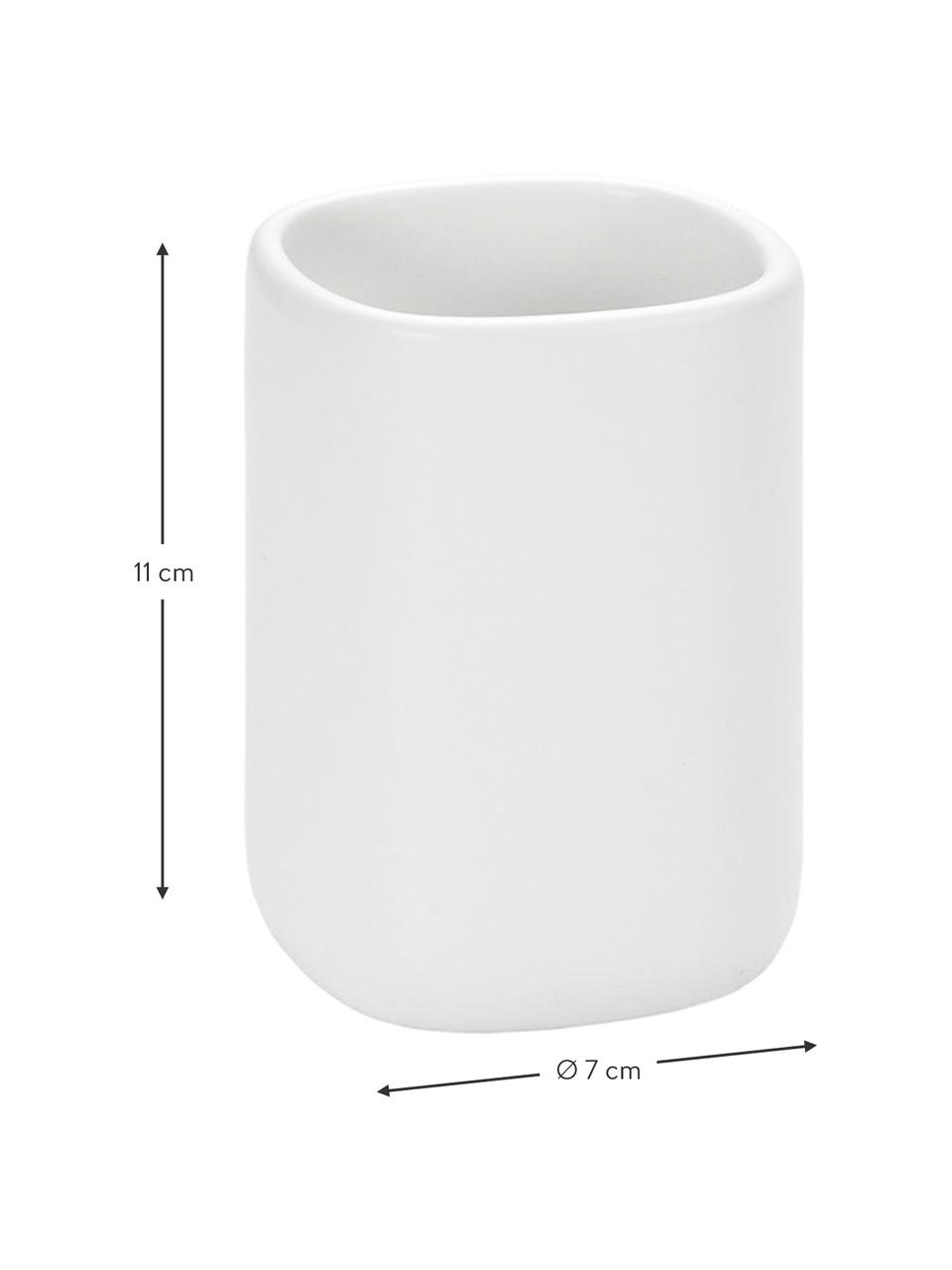Keramik-Zahnputzbecher Wili, Keramik, Weiß, Ø 7 x H 11 cm