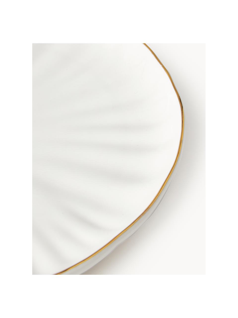 Snídaňové talíře s reliéfem Sali, 2 ks, Glazovaný porcelán, Bílá se zlatým okrajem, Ø 21 cm