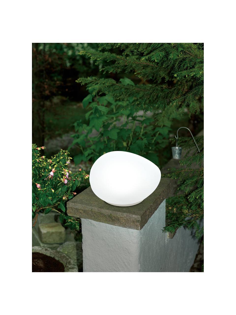 Kleine LED-Solarleuchte Pebble, Weiss, B 14 x H 10 cm