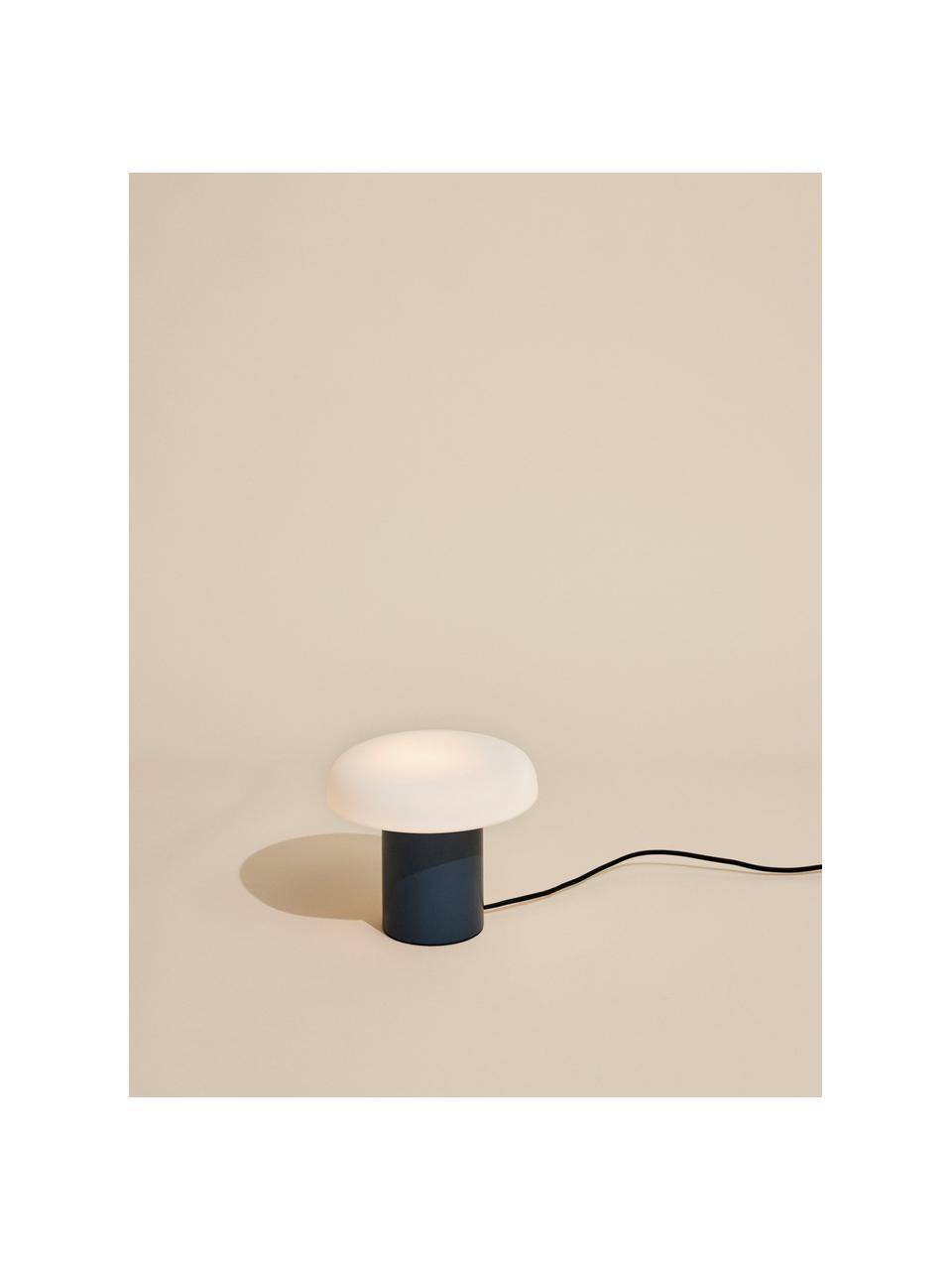 Malá stolová lampa Ateliers, Biela, tmavomodrá, Ø 25 x V 20 cm