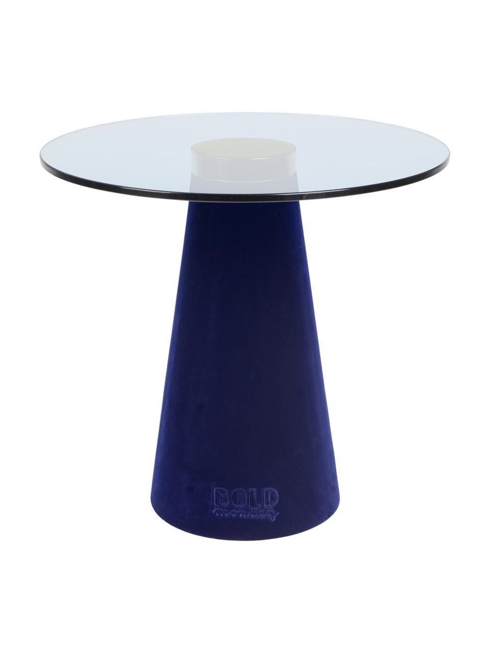 Beistelltisch Leader Of The Fanclub mit Glasplatte, Tischplatte: Hartglas, Blau, Ø 40 x H 39 cm