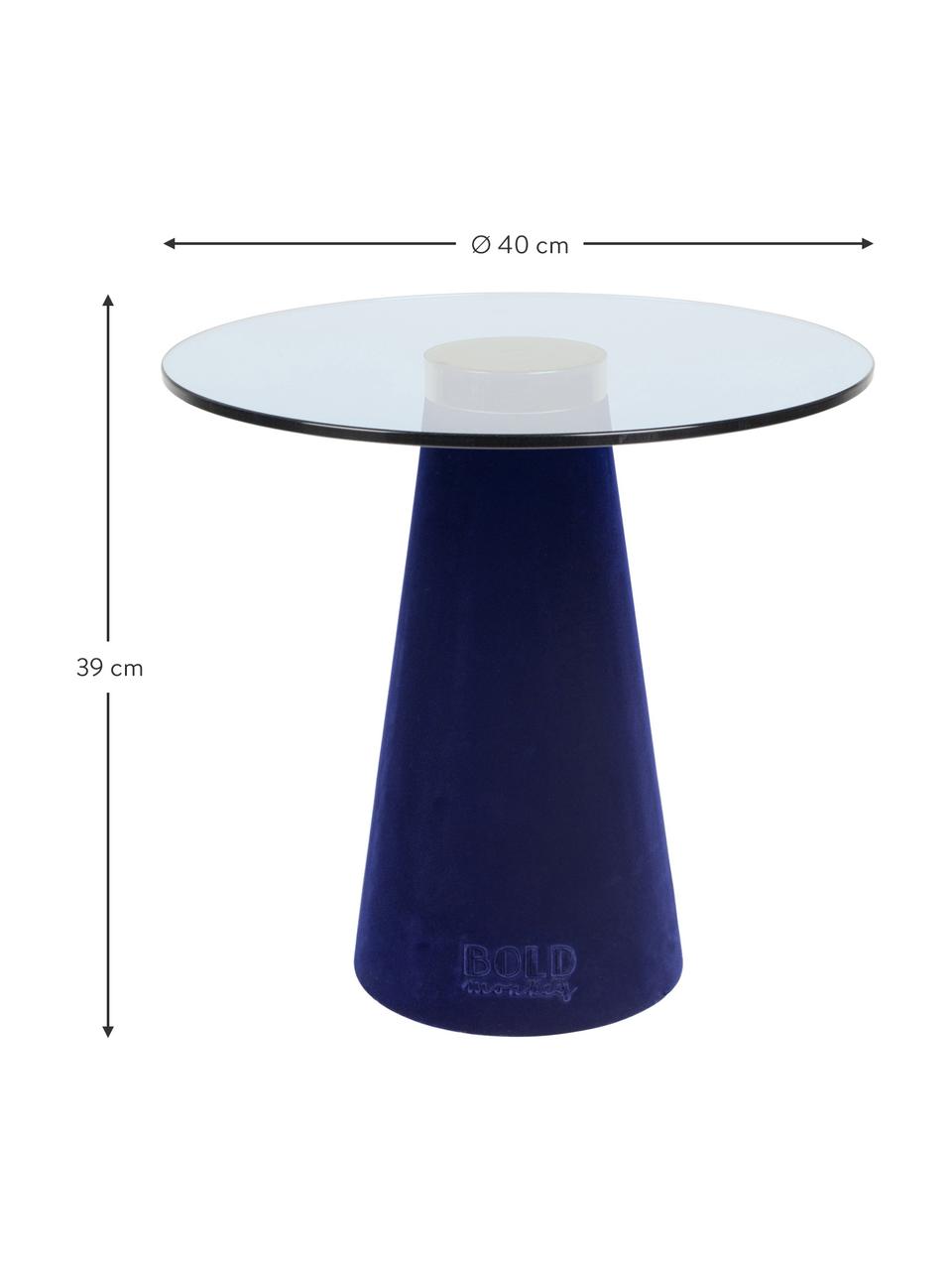 Beistelltisch Leader Of The Fanclub mit Glasplatte, Tischplatte: Hartglas, Fuß: Polyresin, beschichtet, A, Blau, Ø 40 x H 39 cm