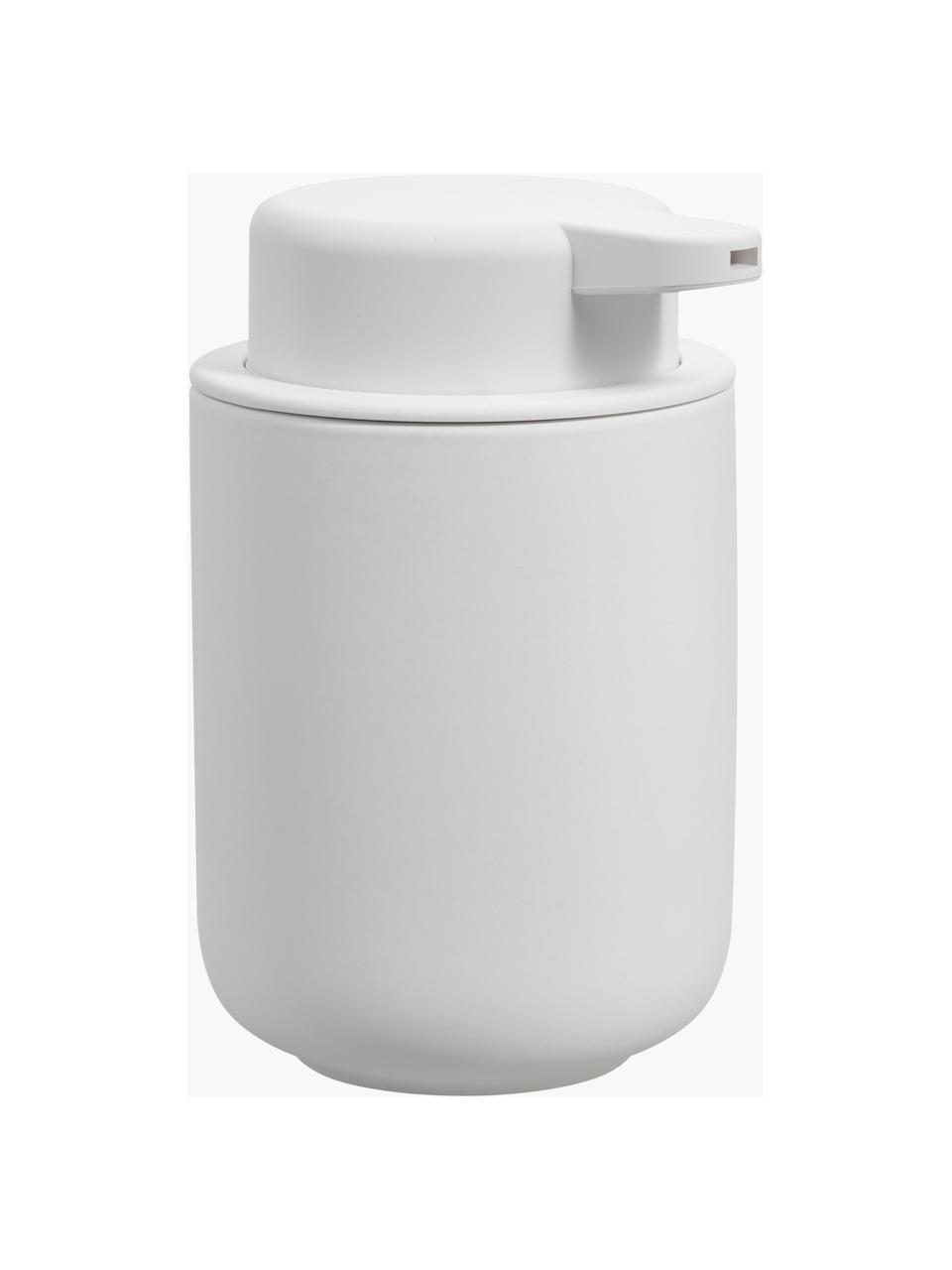 Dispenser sapone con superficie soft-touch Ume, Contenitore: gres rivestita con superf, Bianco, Ø 8 x Alt. 13 cm