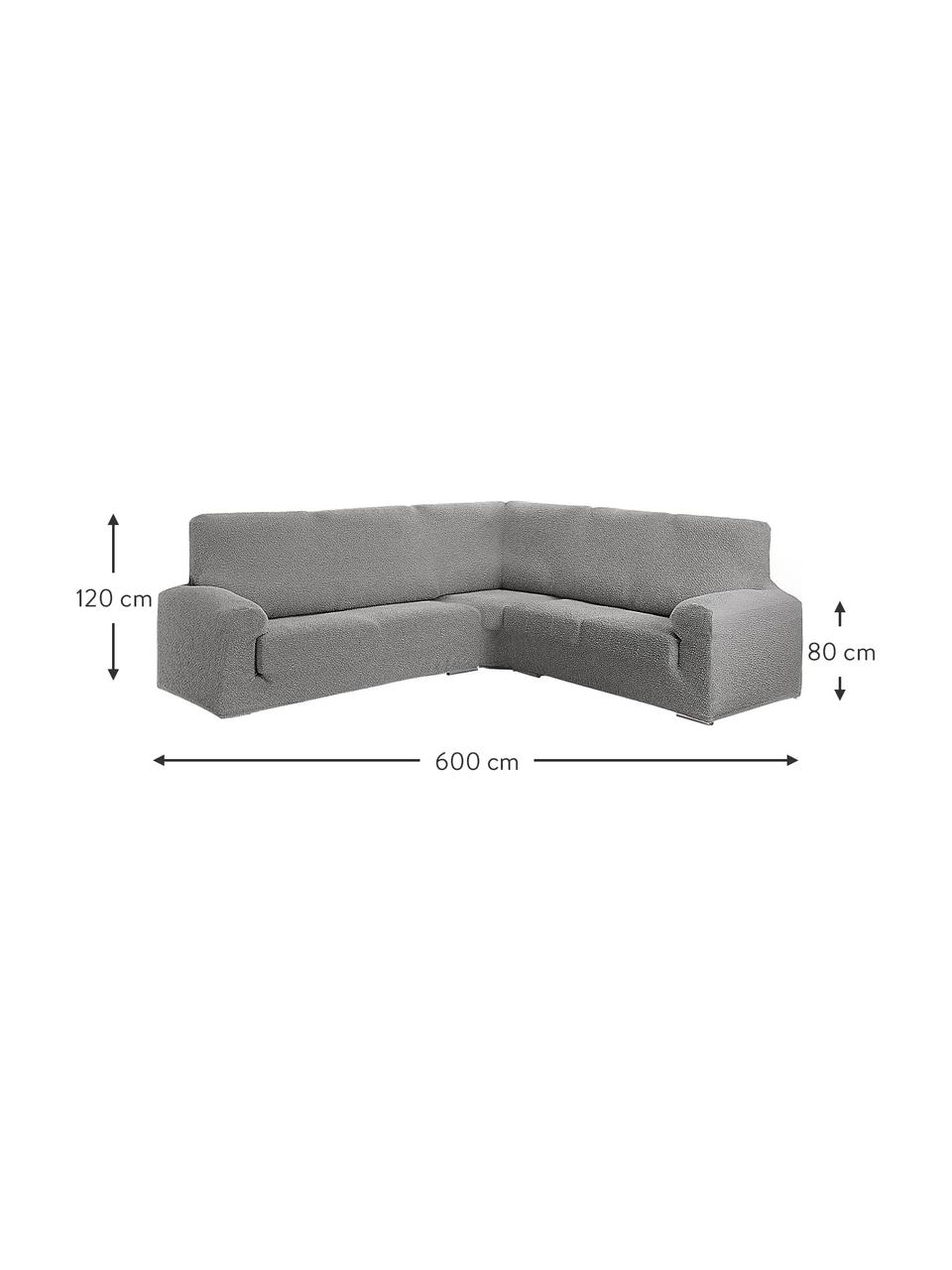 Pokrowiec na sofę narożną Roc, 55% poliester, 35% bawełna, 10% elastomer, Szary, S 600 x W 120 cm