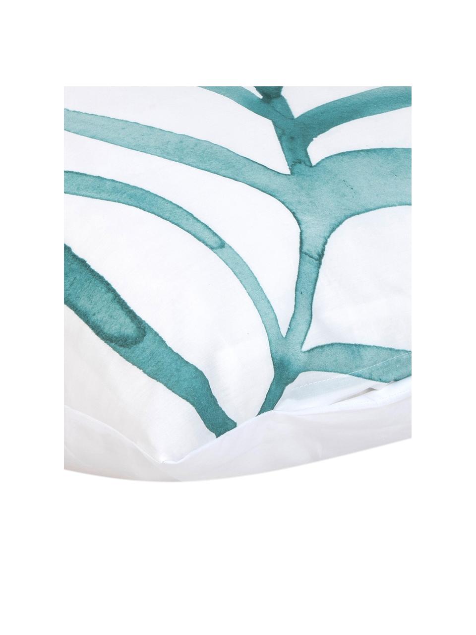 Obliečka na vankúš z perkálu s listovným vzorom Francine, 2 ks, Predná strana:  zelená, biela Zadná strana: biela