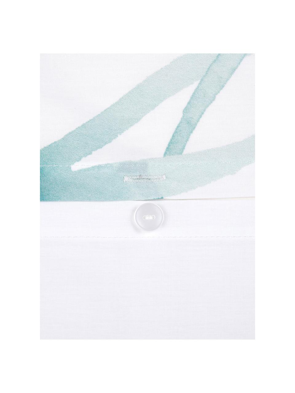 Perkálový povlak na polštář se vzorem listů Francine, 2 ks, Přední strana: zelená, bílá Zadní strana: bílá