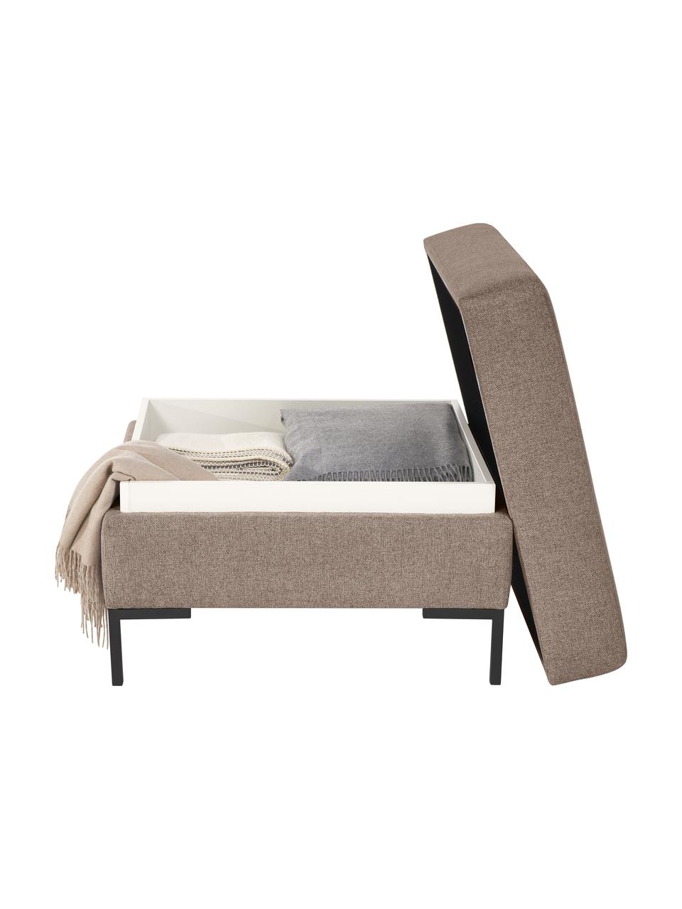 Voetenbank Luna met opbergruimte met metalen poten, Bekleding: 100% polyester, Oeko-Tex , Frame: massief beukenhout, multi, Poten: gegalvaniseerd metaal, Geweven stof bruin, B 77 x H 49 cm