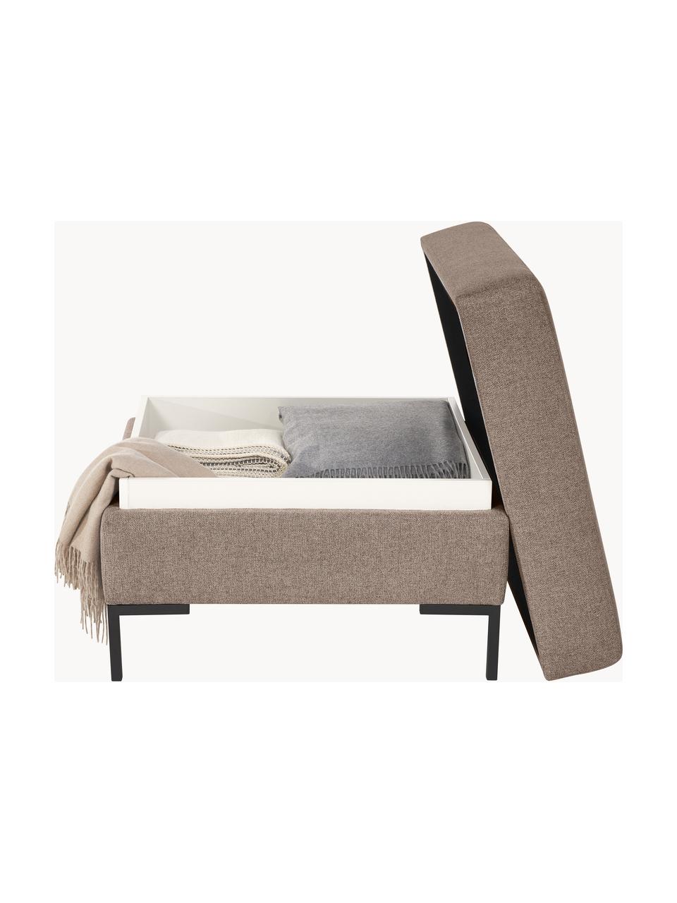 Sofa-Hocker Luna mit Stauraum, Bezug: 100 % Polyester Der strap, Gestell: Massives Buchenholz, Schi, Füße: Metall, galvanisiert Das , Webstoff Taupe, Schwarz, B 77 x H 49 cm