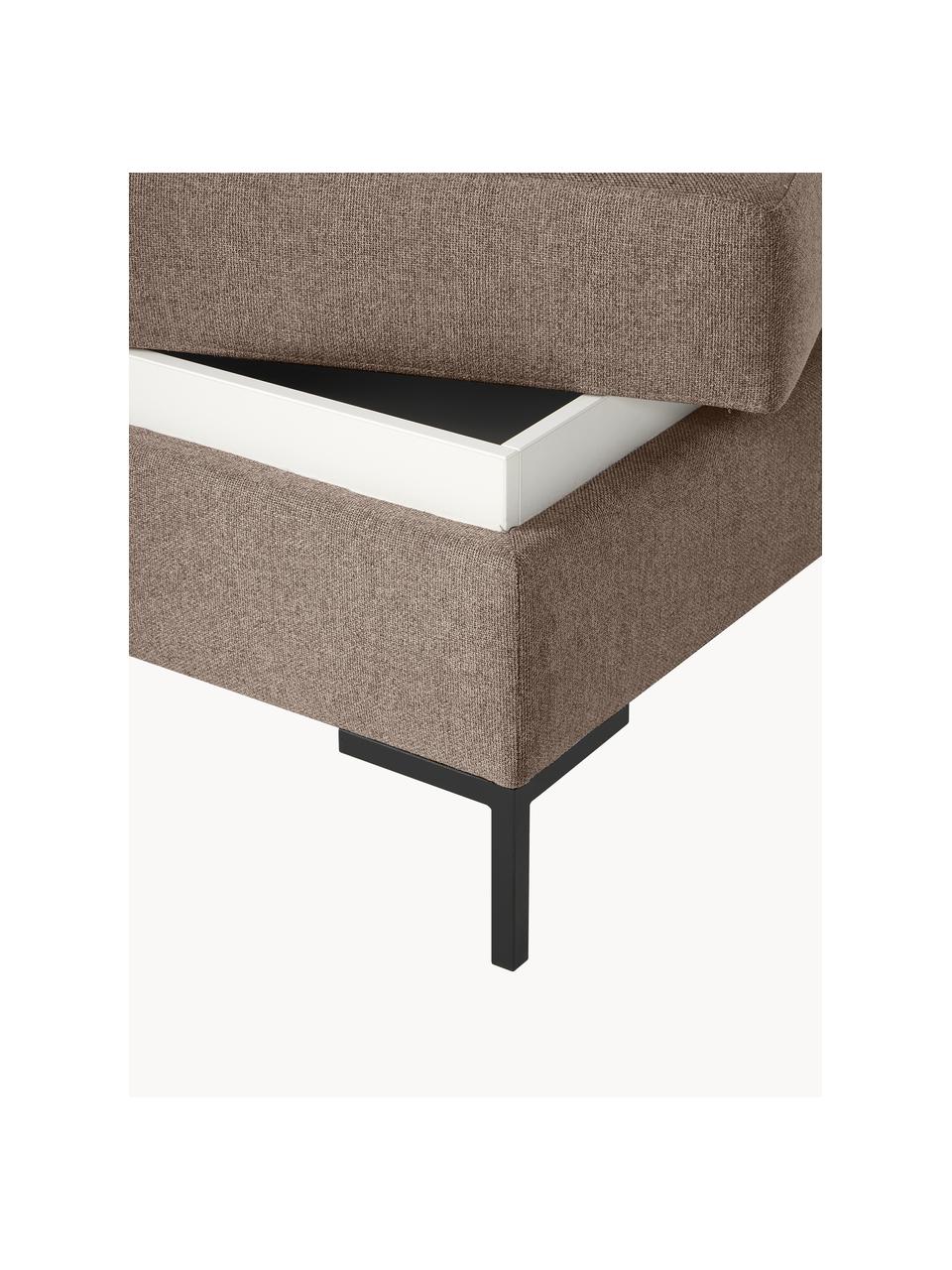 Pouf avec rangement Luna, Tissu taupe, noir, larg. 77 x haut. 49 cm