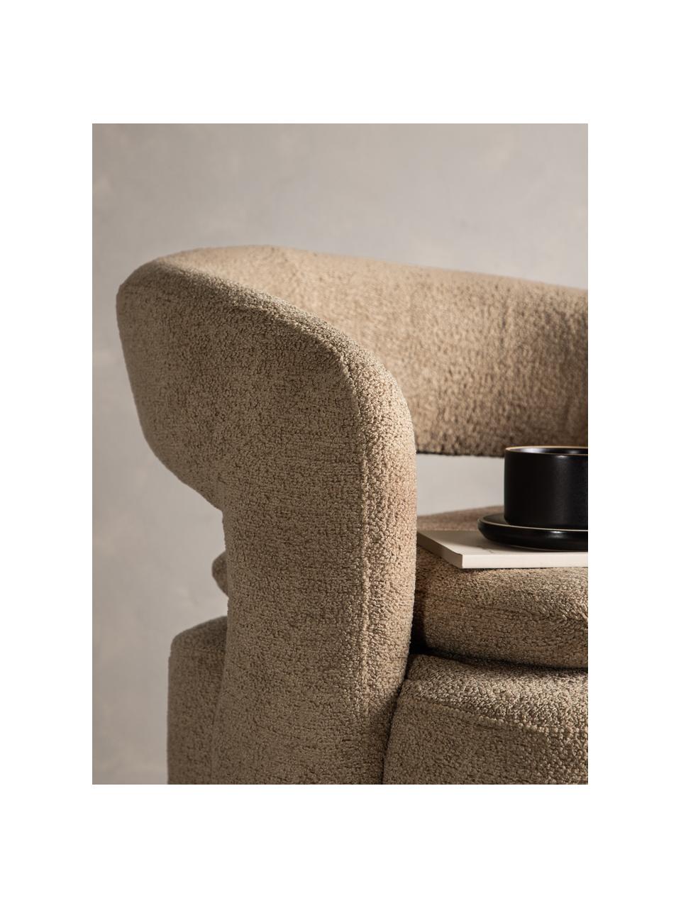 Bouclé loungefauteuil Laurel met draaifunctie, Bekleding: bouclé (100% polyester), Poot: gecoat staal, Bouclé bruin, B 69 x H 75 cm