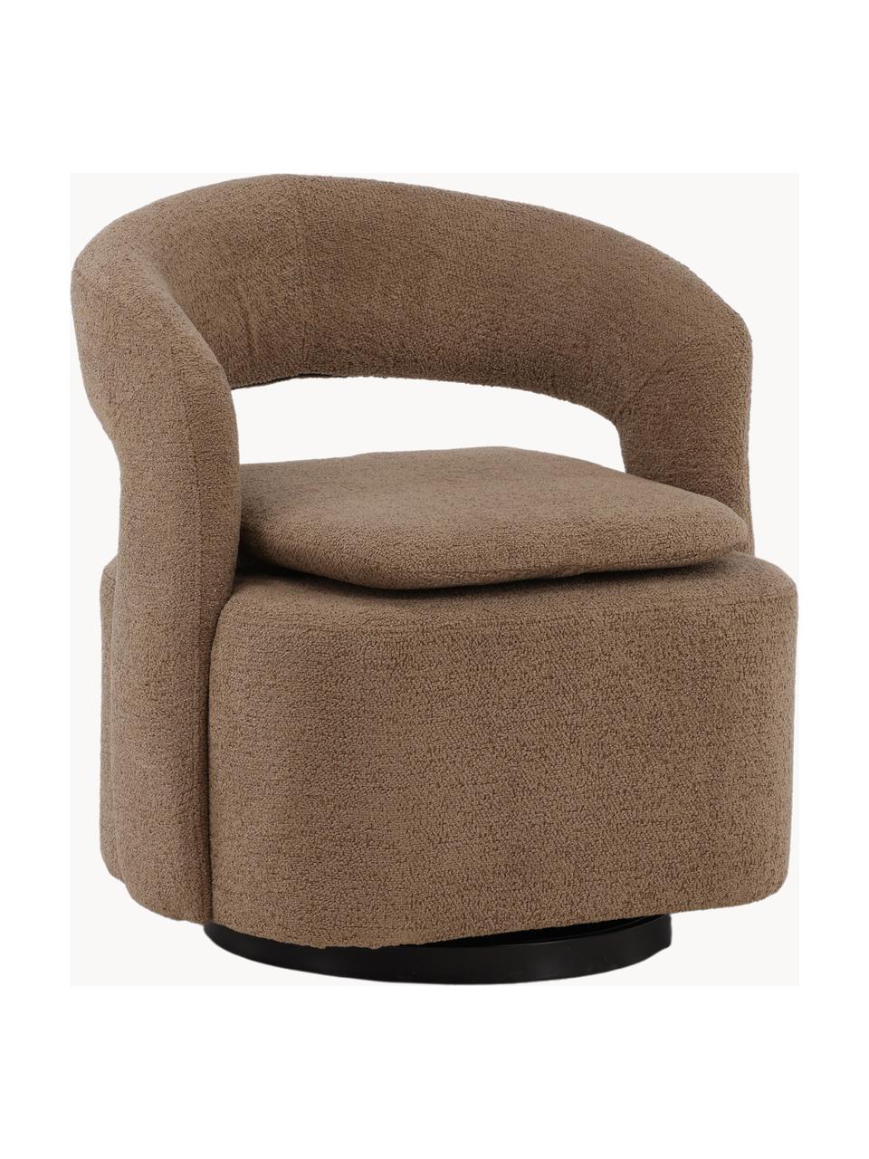 Bouclé loungefauteuil Laurel met draaifunctie, Bekleding: bouclé (100% polyester), Poot: gecoat staal, Bouclé bruin, B 69 x H 75 cm