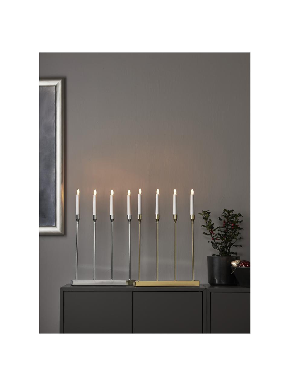 Candelabro con funzione timer Lottie, Candelabro: metallo rivestito, Dorato, bianco, Larg. 33 x Alt. 48 cm