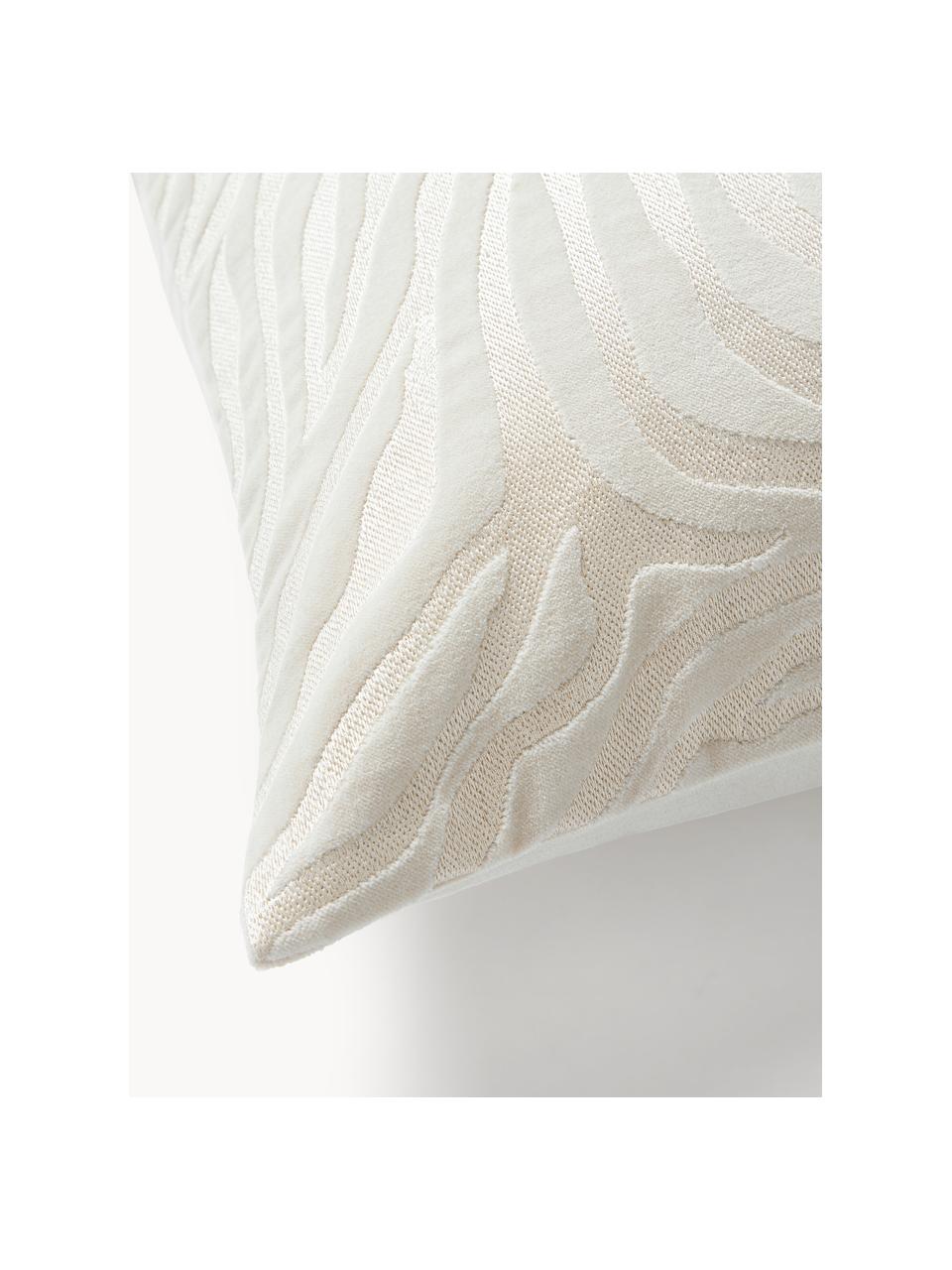 Copricuscino in velluto Wilda, Tonalità bianco crema, Larg. 50 x Lung. 50 cm