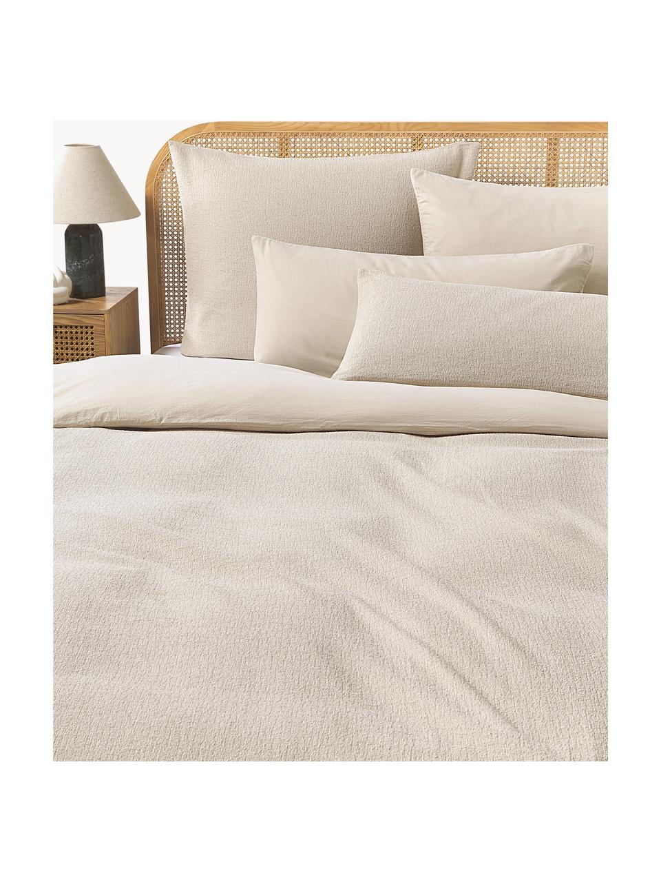 Bouclé-Bettdeckenbezug Darcy, Vorderseite: Bouclé (95 % Baumwolle, 5, Rückseite: 100 % Baumwolle, Hellbeige, B 200 x L 200 cm