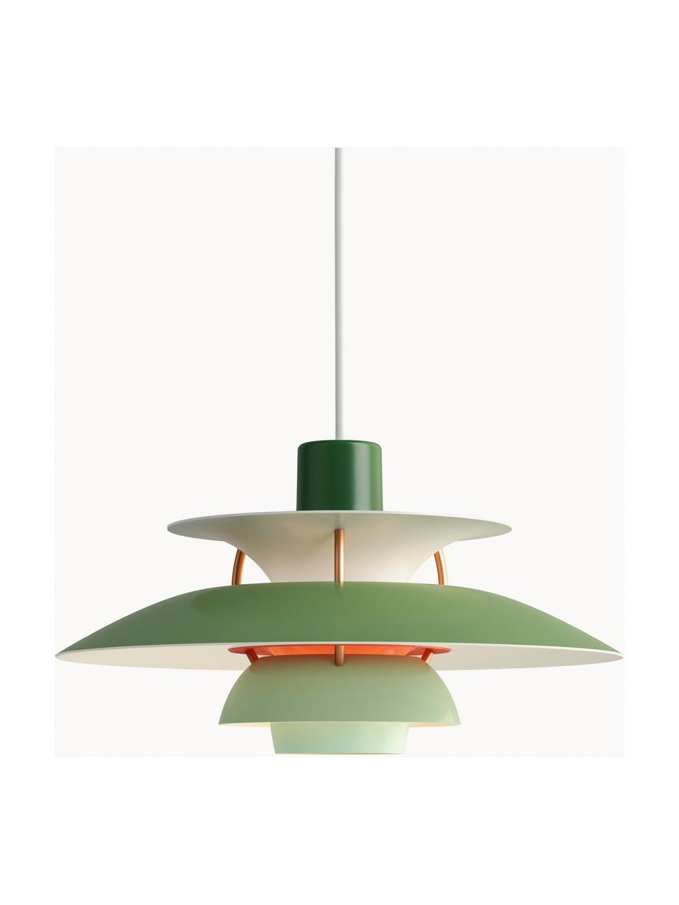 Lámpara de techo PH 5, tamaños diferentes, Pantalla: metal recubierto, Cable: cubierto en tela, Verde claro, verde oscuro, dorado, Ø 30 x Al 16 cm