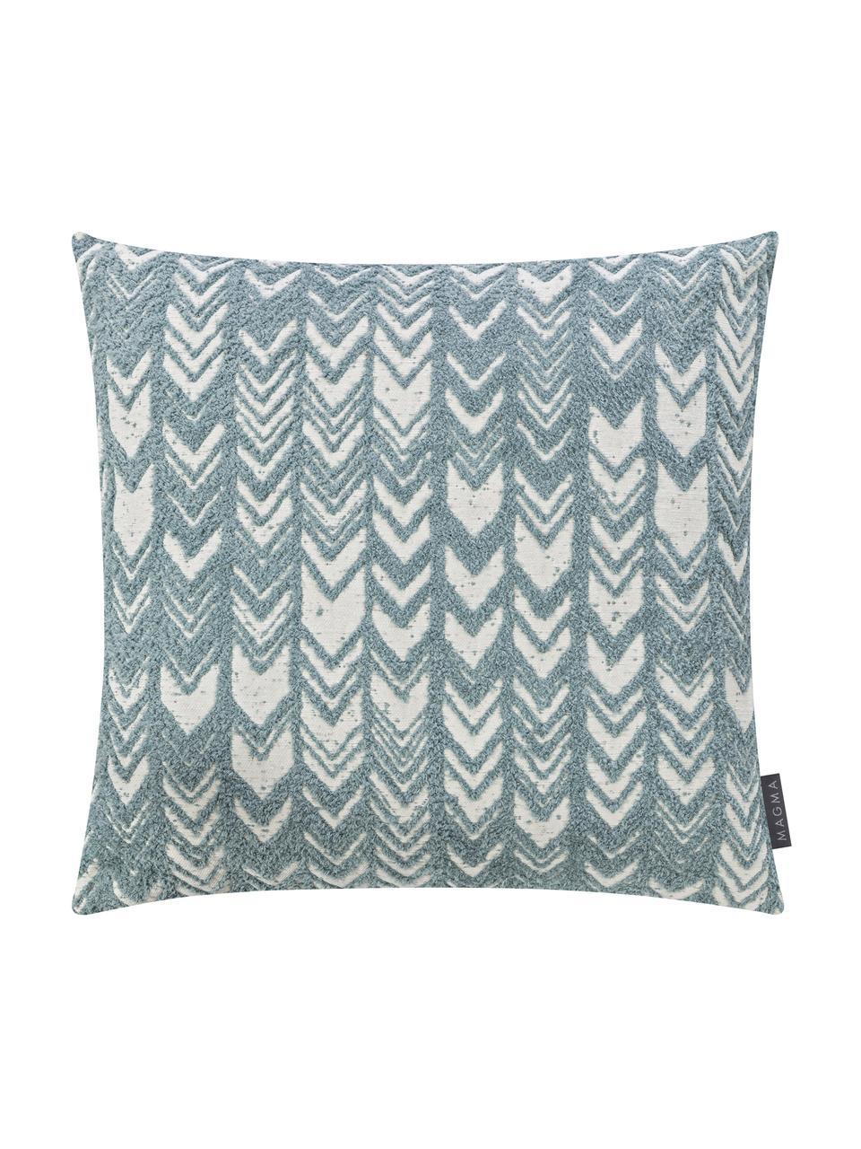 Housse de coussin réversible velours Tilas, Bleu menthe, crème