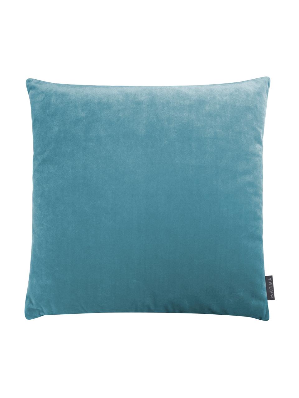 Housse de coussin réversible velours Tilas, Bleu menthe, crème