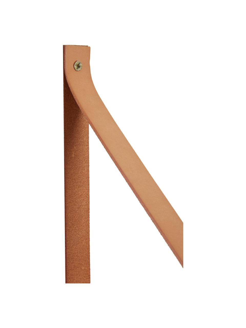 Nástěnná police s koženými popruhy Forno, Kaučukové dřevo, béžová, Š 80 cm, H 20 cm