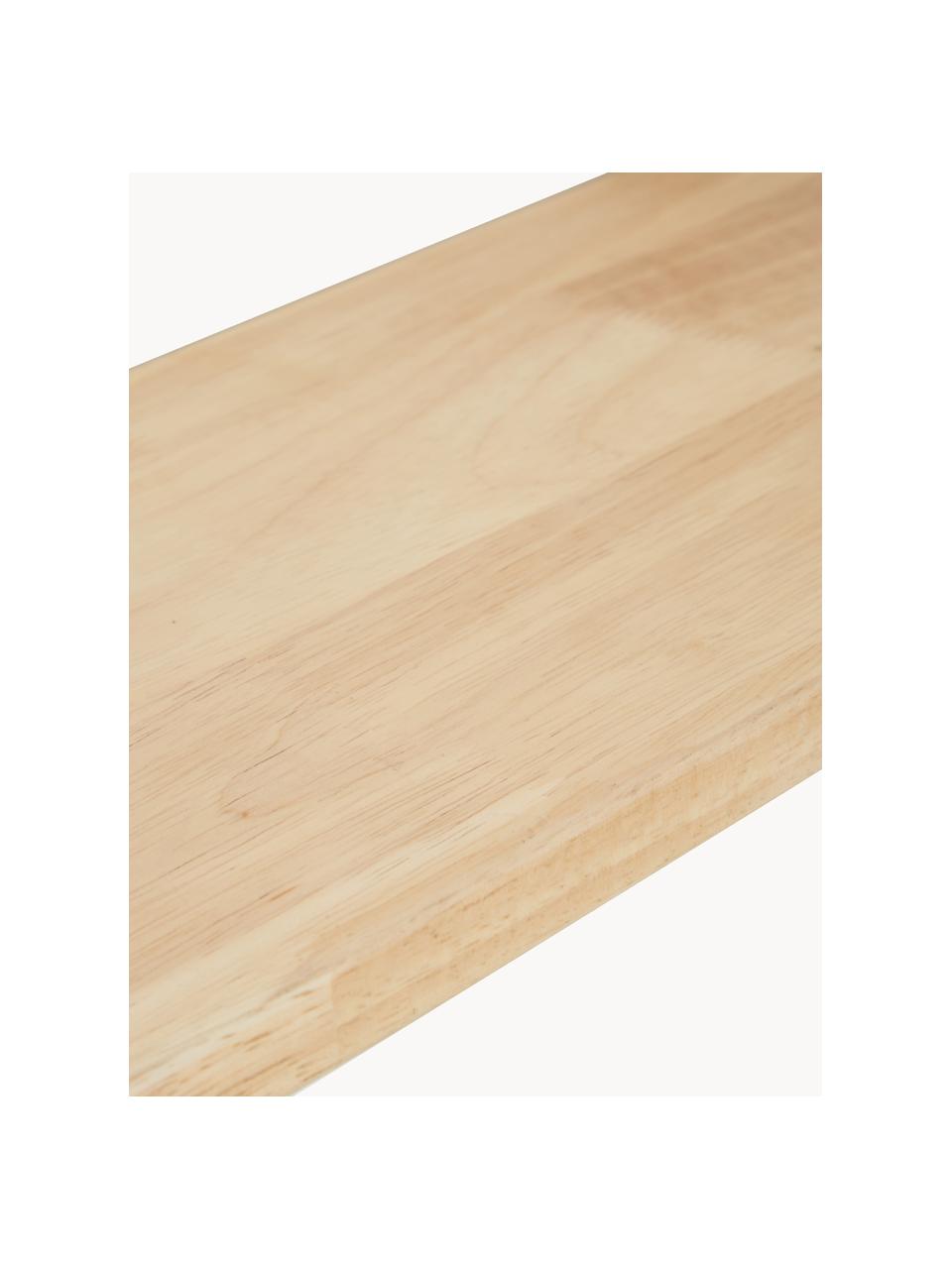 Wandplank Forno met leren riemen, naturel, Plank: rubberhout, naturel, Riemen: leer, Rubberhout, beige, B 80 x D 20 cm