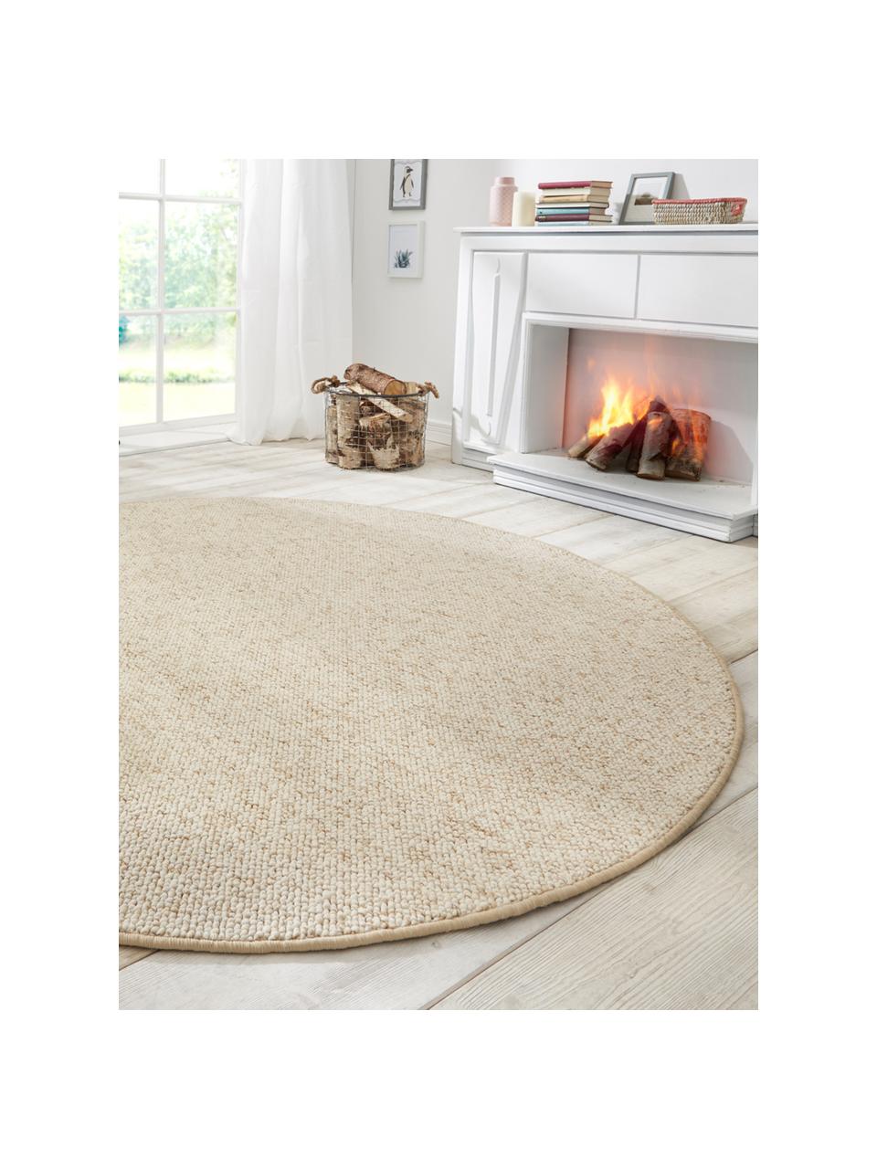 Alfombra redonda de tejido de bolitas Lyon, Parte superior: 100% polipropileno, Reverso: forro polar, Crema jaspeado, Ø 200 cm (Tamaño L)
