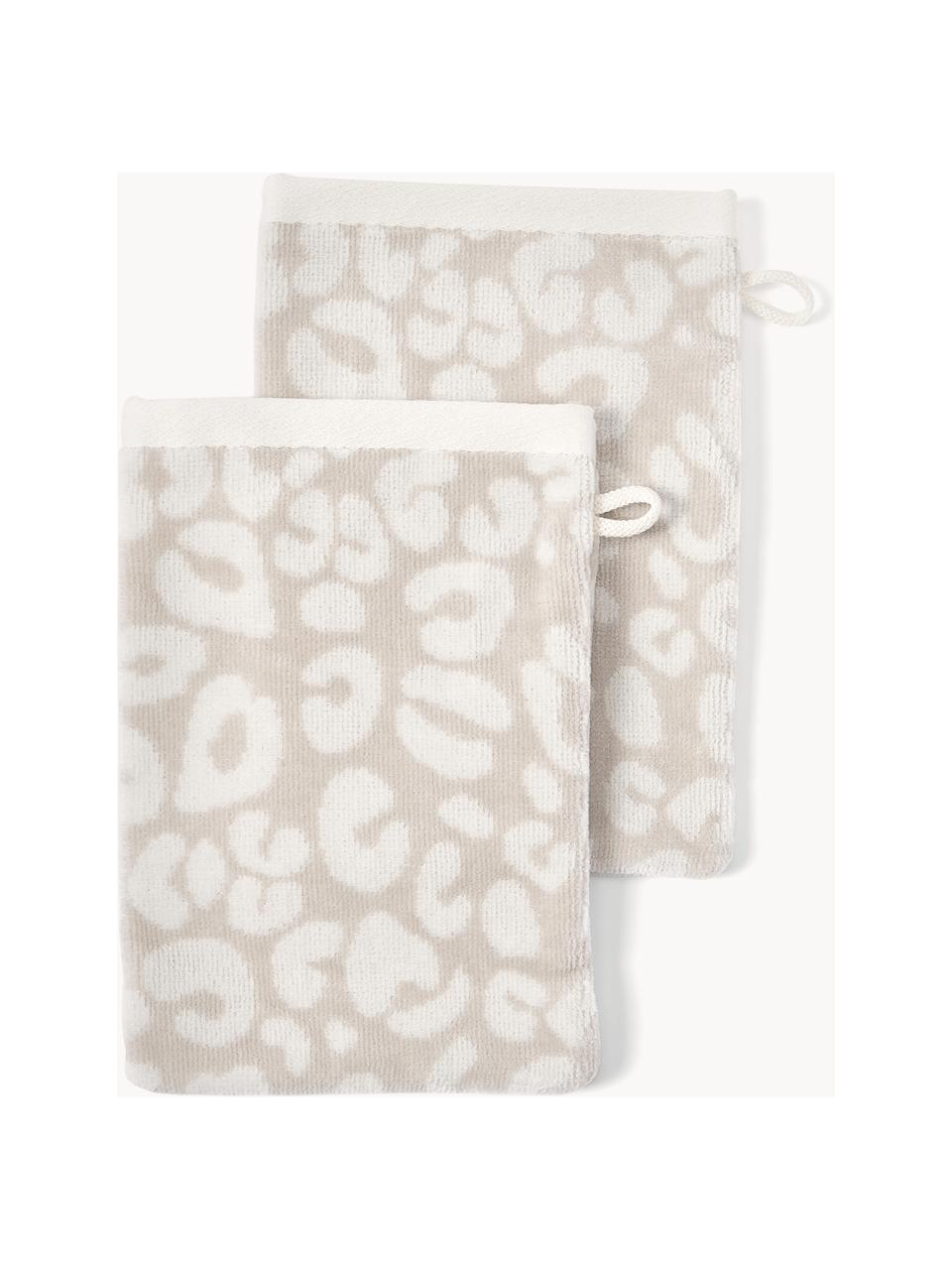 Guanti da bagno Leo 2 pz, Beige, bianco latte, Guanti da bagno, Larg. 16 x Lung. 22 cm