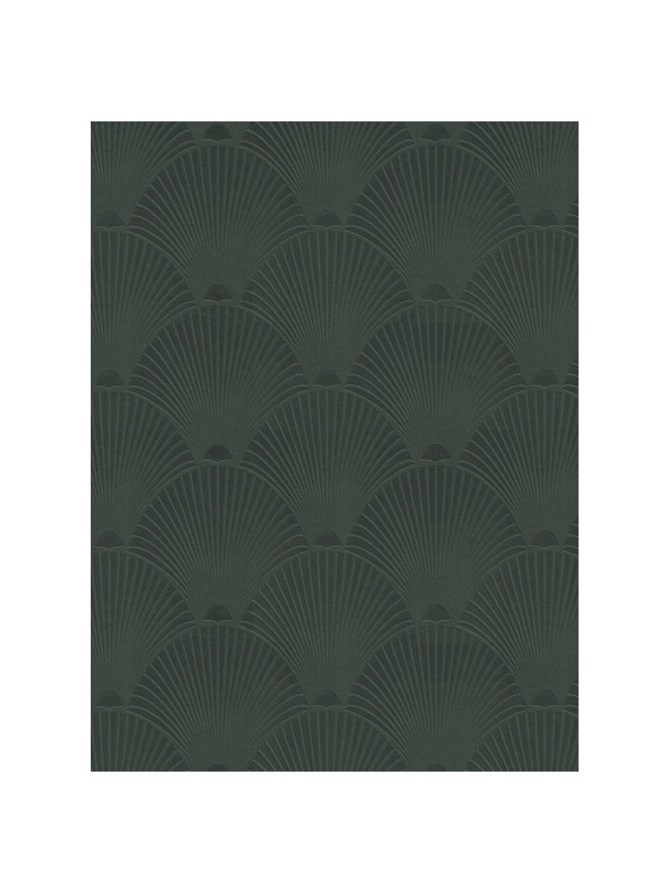 Carta da parati Art Deco Green, Tessuto non tessuto, Verde scuro, Larg. 52 x Alt. 1005 cm