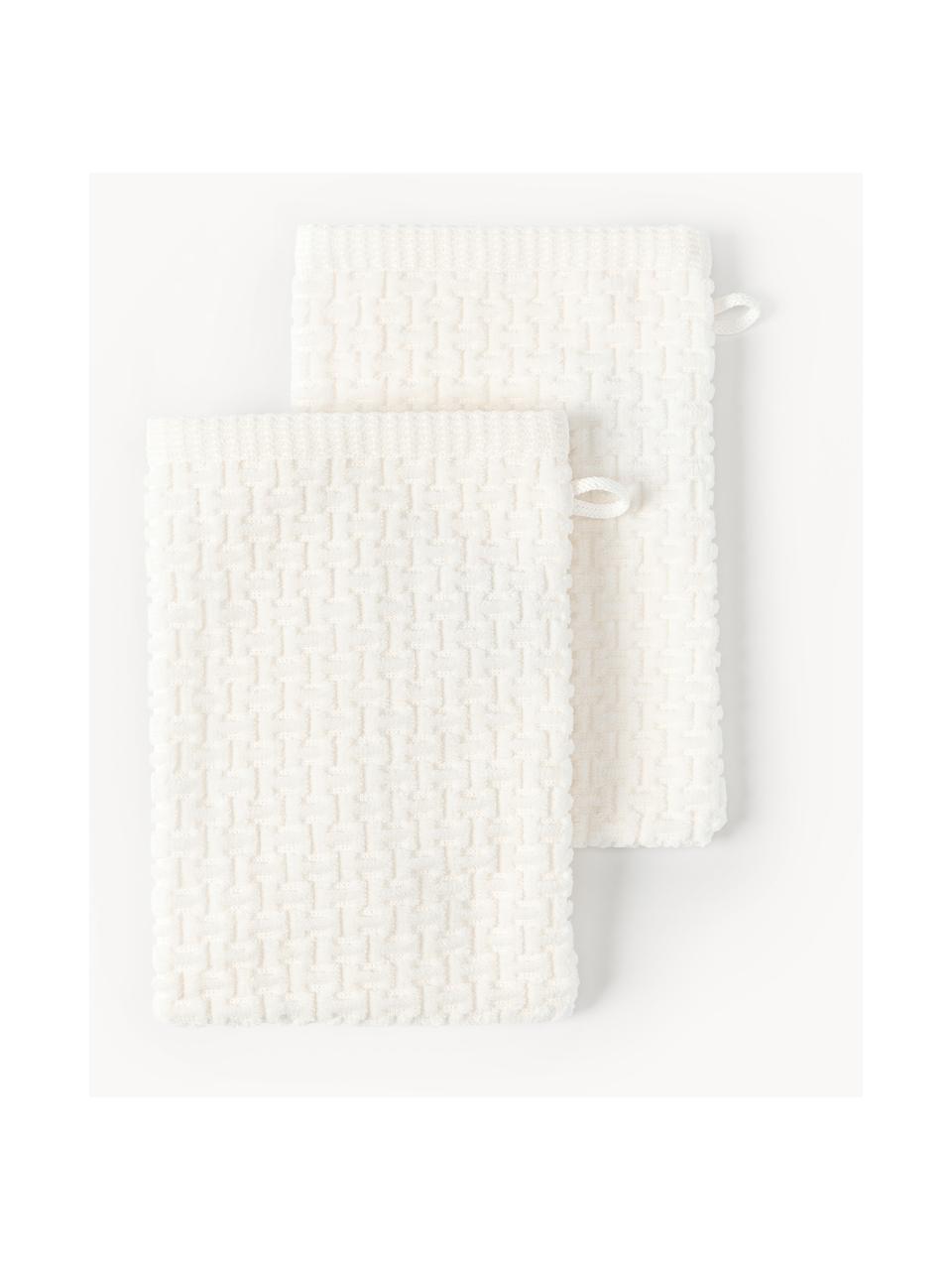 Manoplas de baño Niam, 2 uds., Blanco crema, Manoplas de baño, An 16 x Al 22 cm